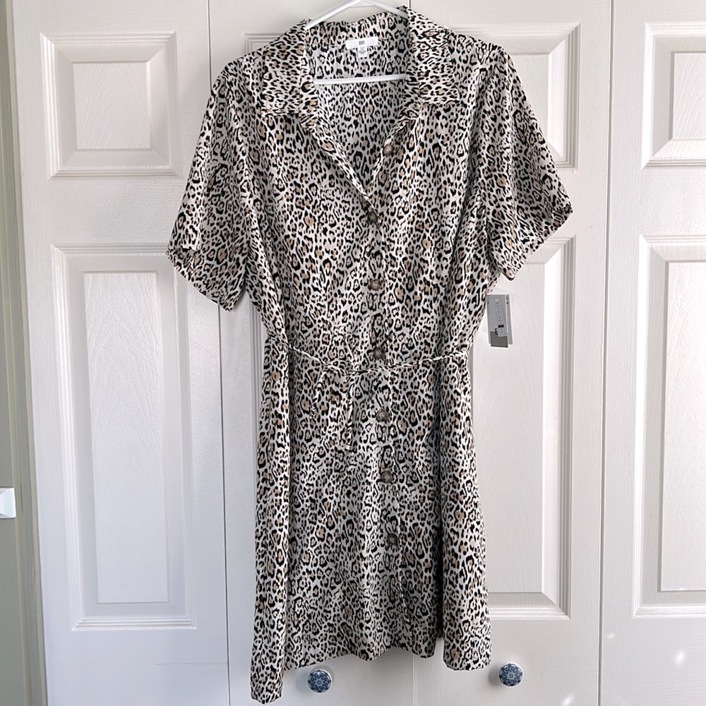 BP Button Leopard Print Dress